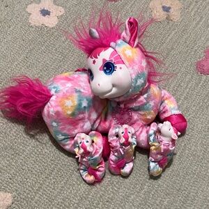 Plush Unicorn Family Set - Pink and White